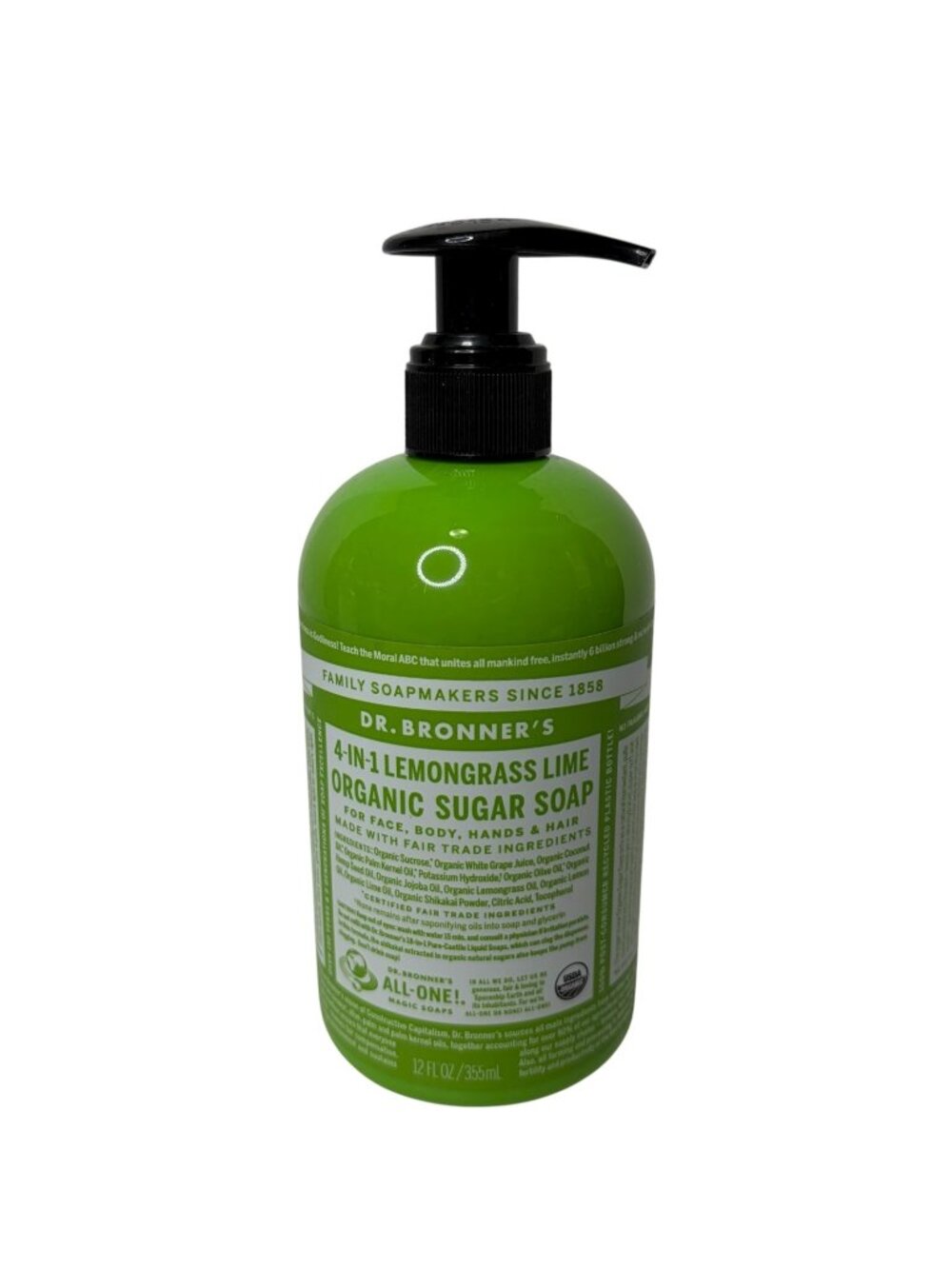 Dr. Bronner's Organic Sugar Soap (Lemongrass, 12 Ounce) All Organic